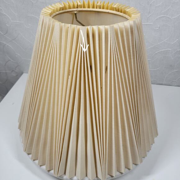 Vintage Stiffel Inverted Pinch Pleat Lamp Shade 11" Cream Fabric Accordion Retro - Picture 9 of 16